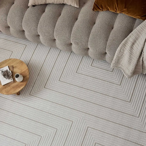 Carmel Cream-Beige Geometric Rug | 6040 - Rugs