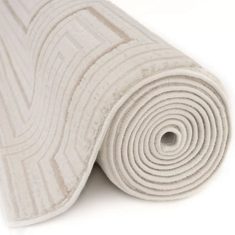 Carmel Cream-Beige Geometric Rug | 6040 - Rugs