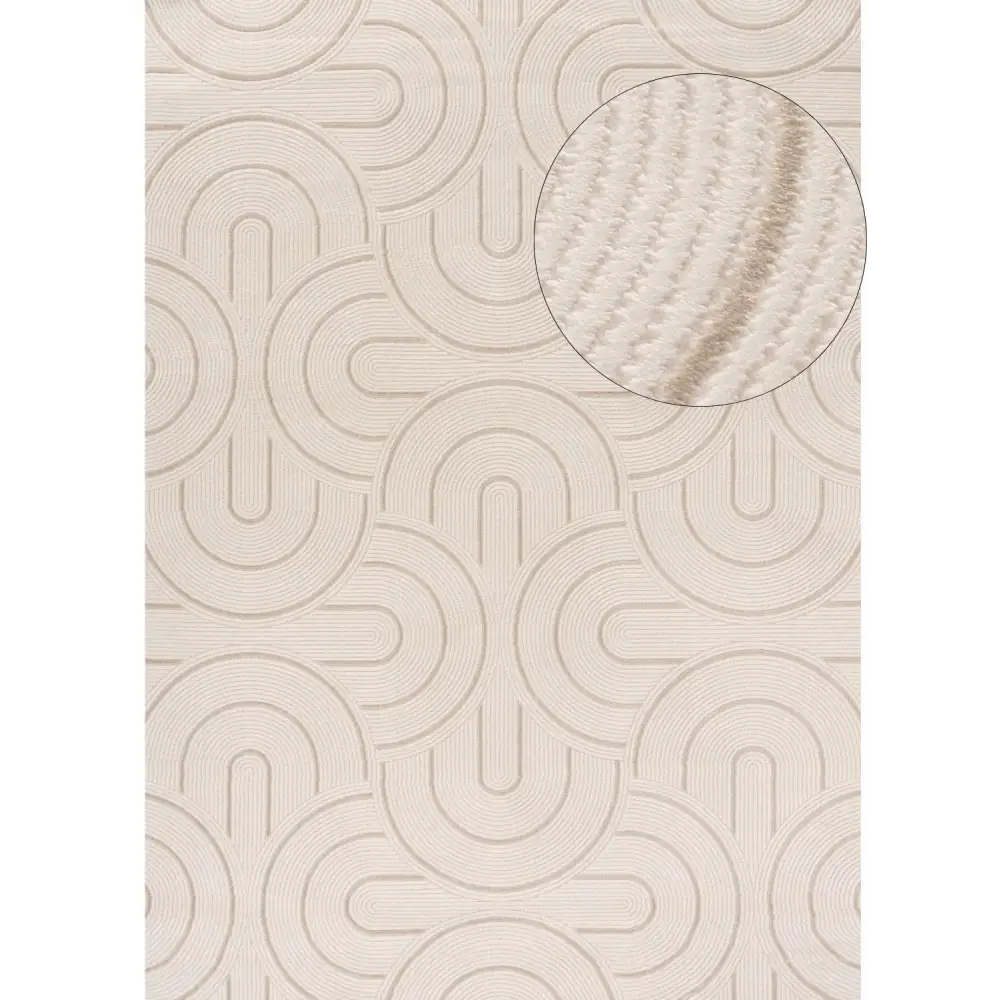 Carmel Cream-Beige Geometric Rug | 6070 - 80X150 cm - Rugs