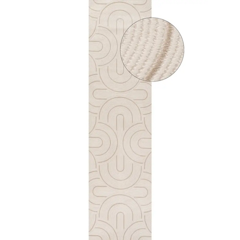 Carmel Cream-Beige Geometric Rug | 6070 - 80X300 cm - Rugs