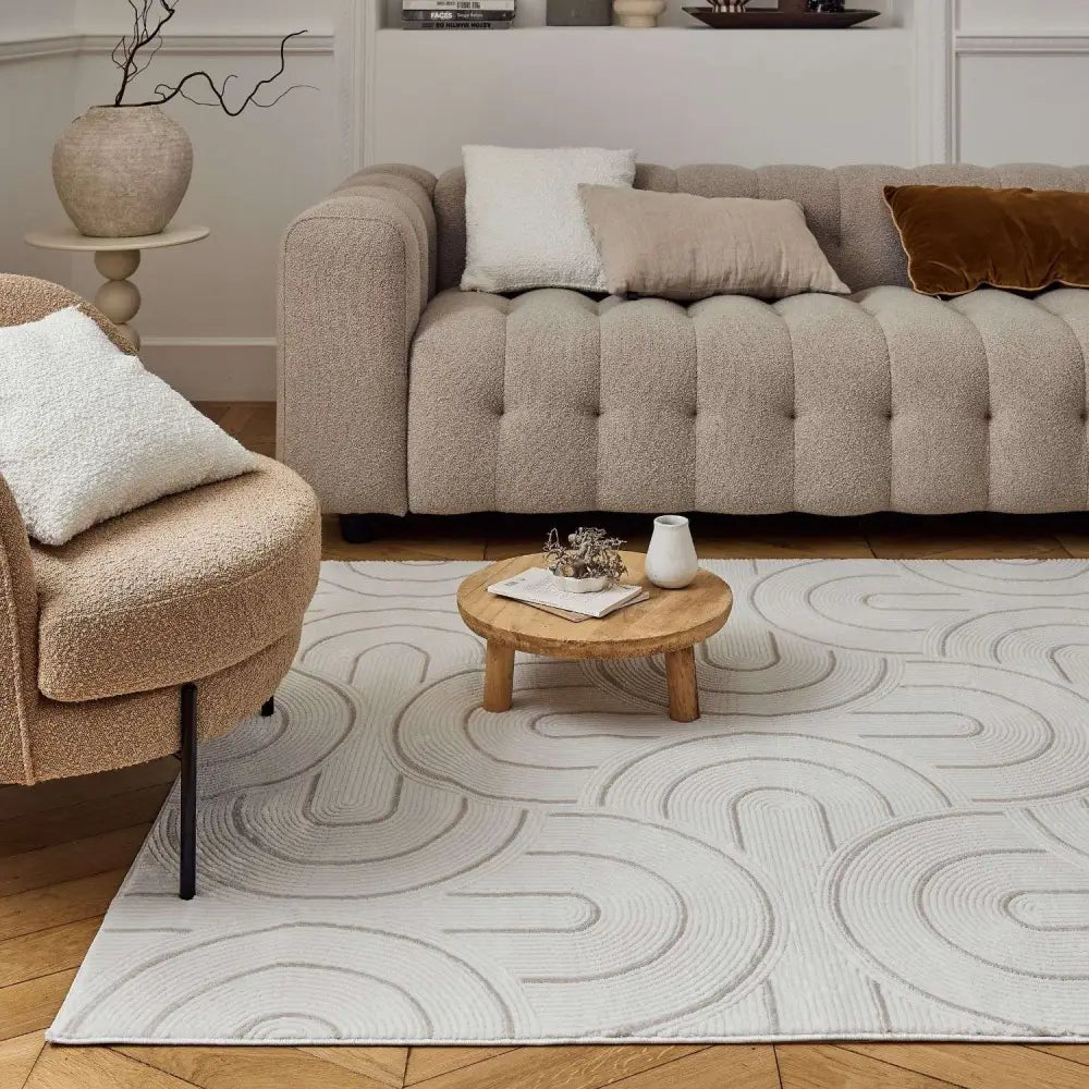 Carmel Cream-Beige Geometric Rug | 6070 - Rugs