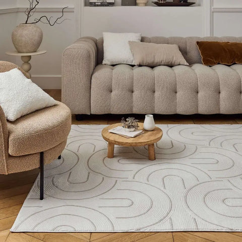 Carmel Cream-Beige Geometric Rug | 6070 - Rugs