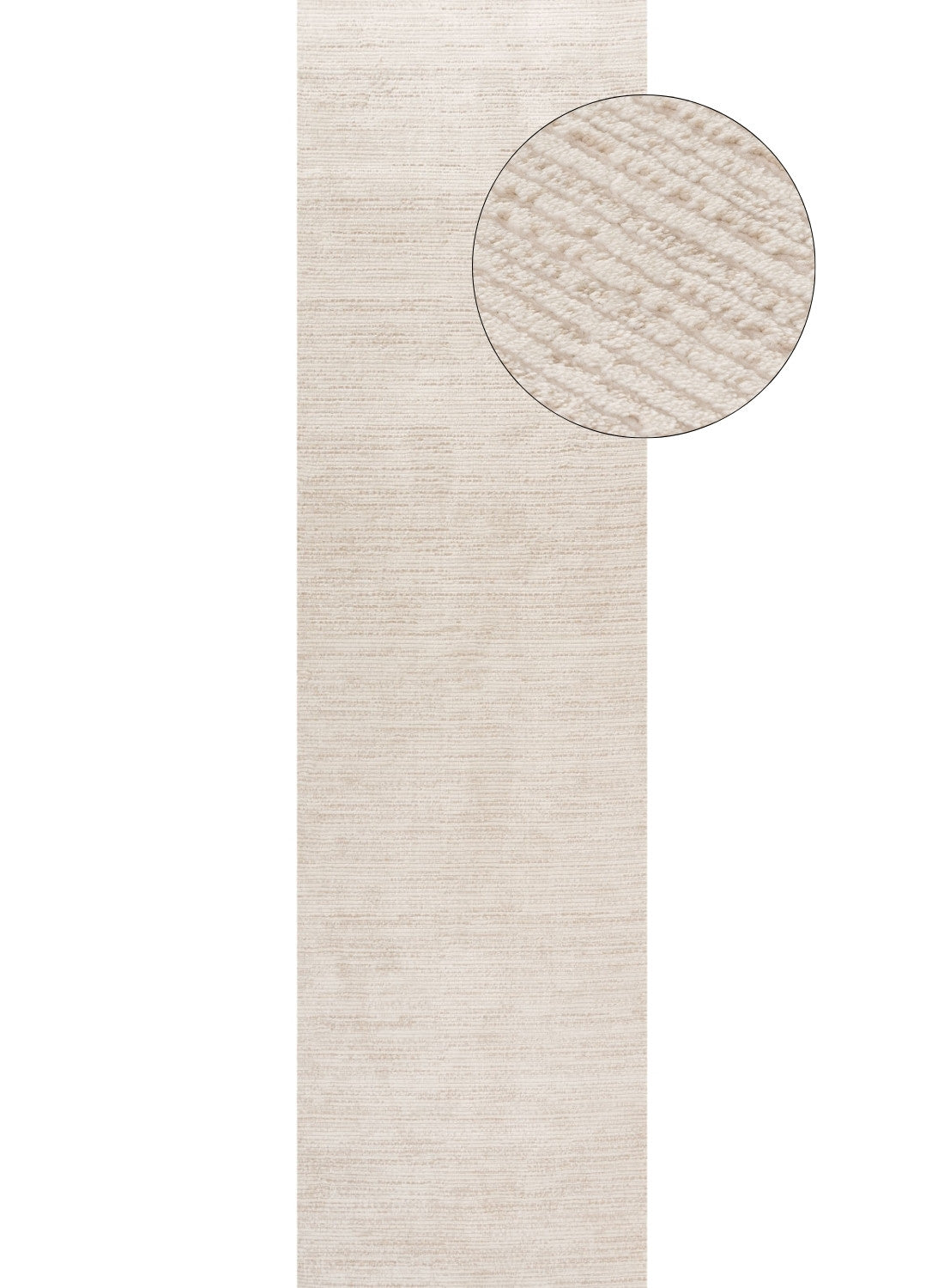Beige Carmel cream-beige striped rug with subtle horizontal ribbing and textured runner design