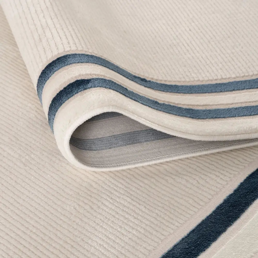 Carmel Cream-Blue Bordered Rug | 6060 - Rugs