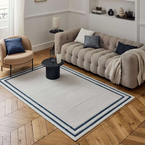 Carmel Cream-Blue Bordered Rug | 6060 - Rugs