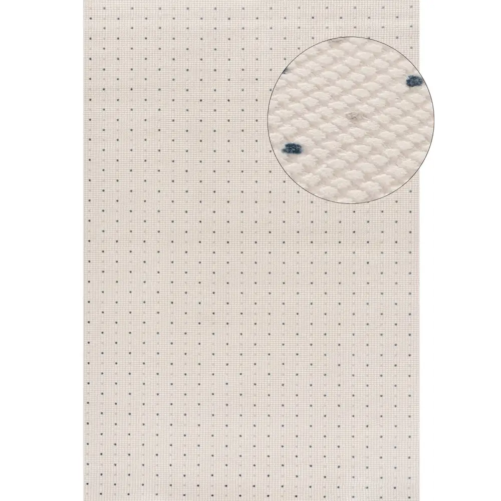 Carmel Cream-Blue Dots Rug | 6080 - 80X150 cm - Rugs