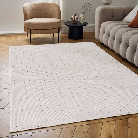 Carmel Cream-Blue Dots Rug | 6080 - Rugs
