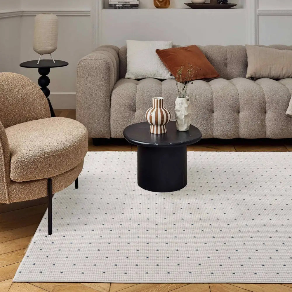 Carmel Cream-Blue Dots Rug | 6080 - Rugs