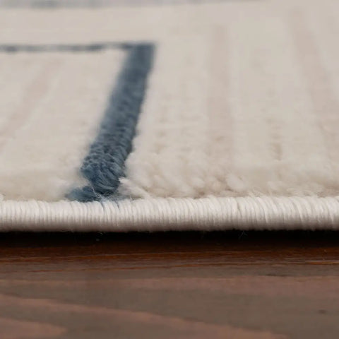 Carmel Cream-Blue Geometric Rug | 6040 - Rugs