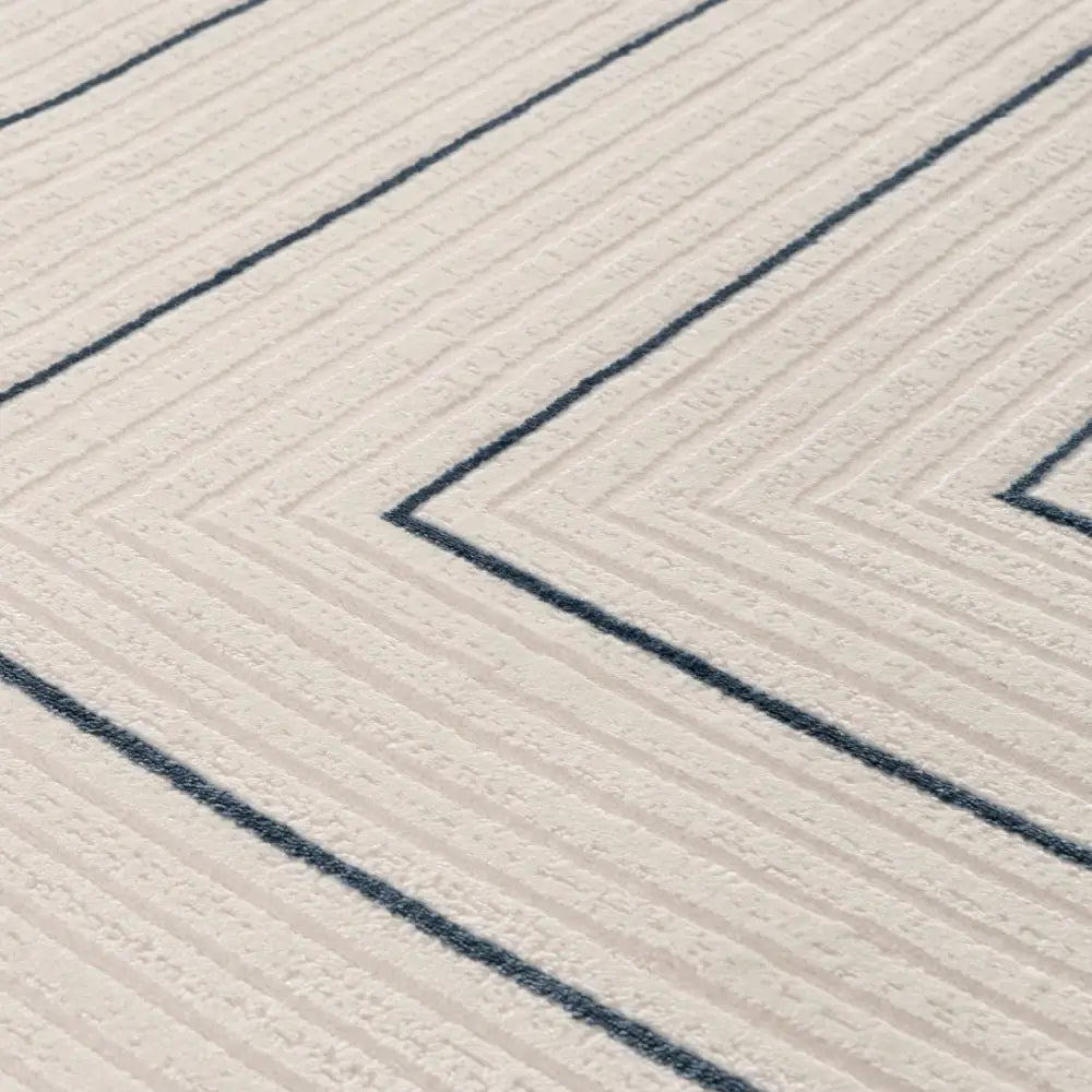 Carmel Cream-Blue Geometric Rug | 6040 - Rugs