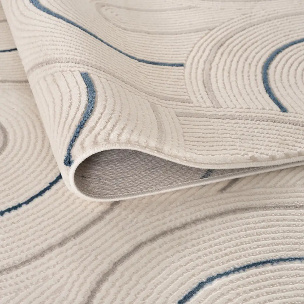 Carmel Cream-Blue Geometric Rug | 6070 - Rugs