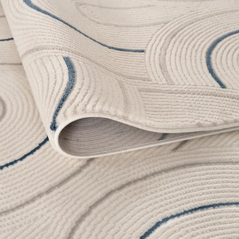 Carmel Cream-Blue Geometric Rug | 6070 - Rugs