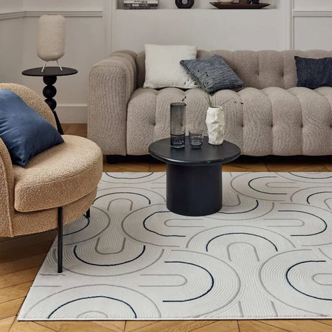 Carmel Cream-Blue Geometric Rug | 6070 - Rugs