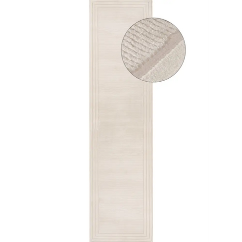 Carmel Cream Bordered Rug | 6060 - 80X300 cm - Rugs