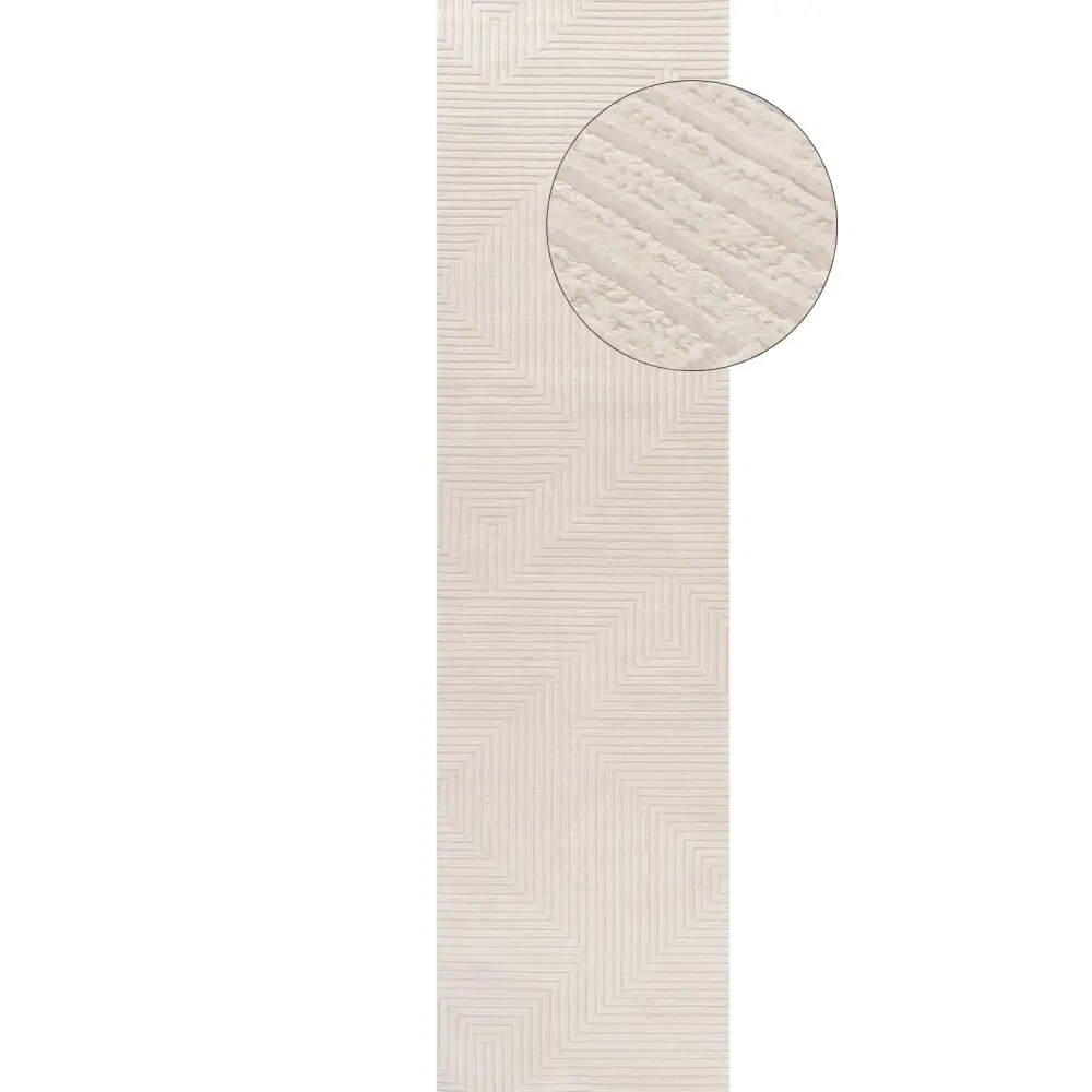Carmel Cream Geometric Rug | 6040 - 80X300 cm - Rugs