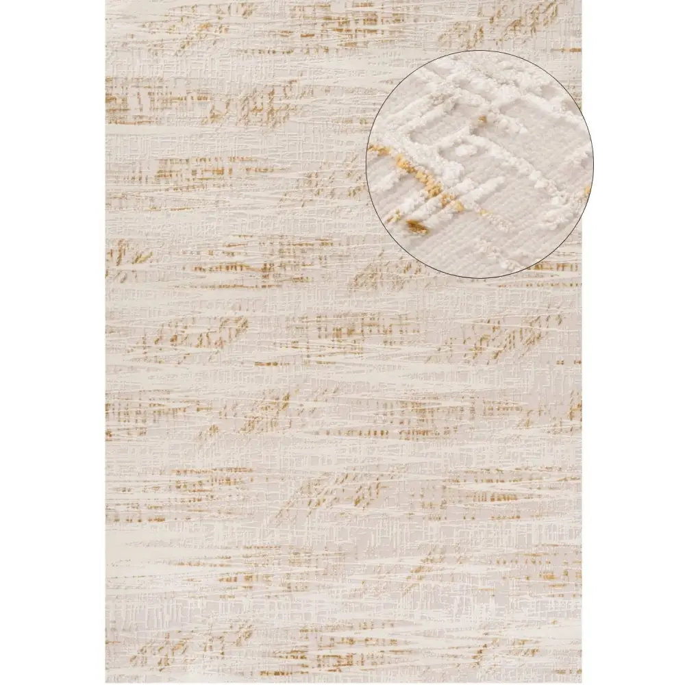 Carmel Cream-Gold Abstract Rug | 6030 - 80X150 cm - Rugs