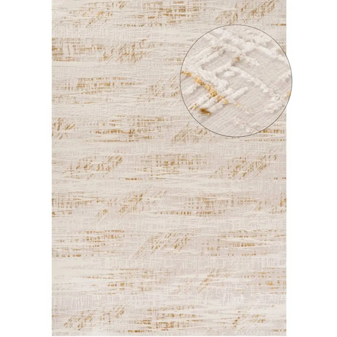 Carmel Cream-Gold Abstract Rug | 6030 - 80X150 cm - Rugs