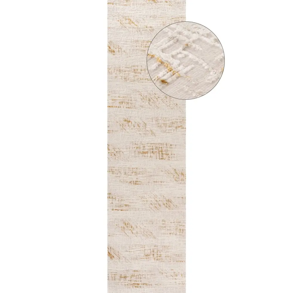 Carmel Cream-Gold Abstract Rug | 6030 - 80X300 cm - Rugs