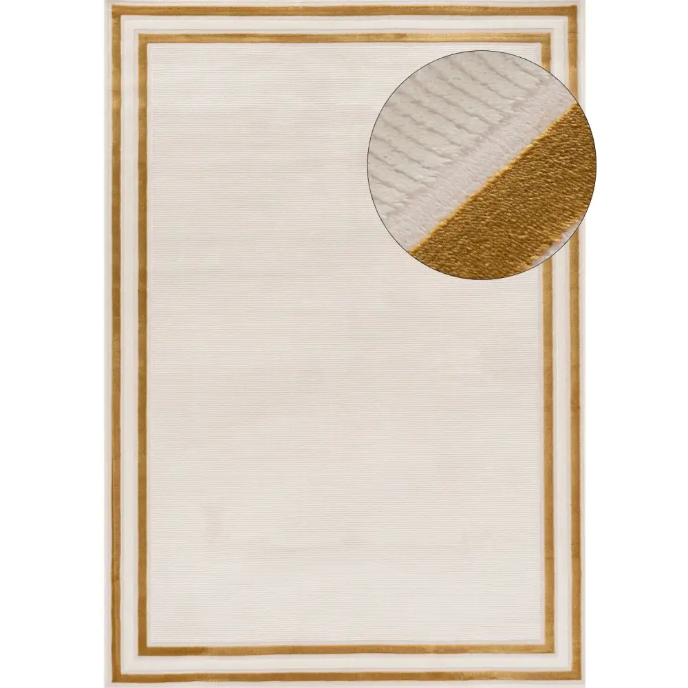 Carmel Cream-Gold Bordered Rug | 6060 - 80X150 cm - Rugs