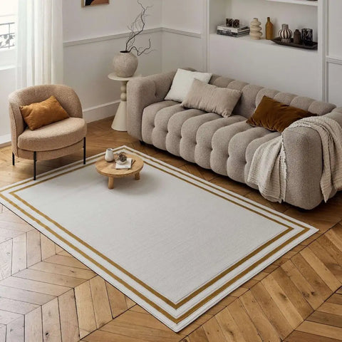 Carmel Cream-Gold Bordered Rug | 6060 - Rugs