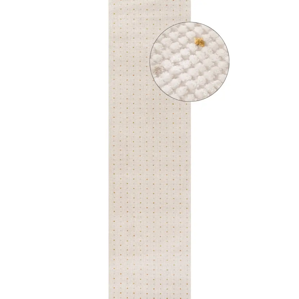 Carmel Cream-Gold Dots Rug | 6080 - 80X300 cm - Rugs