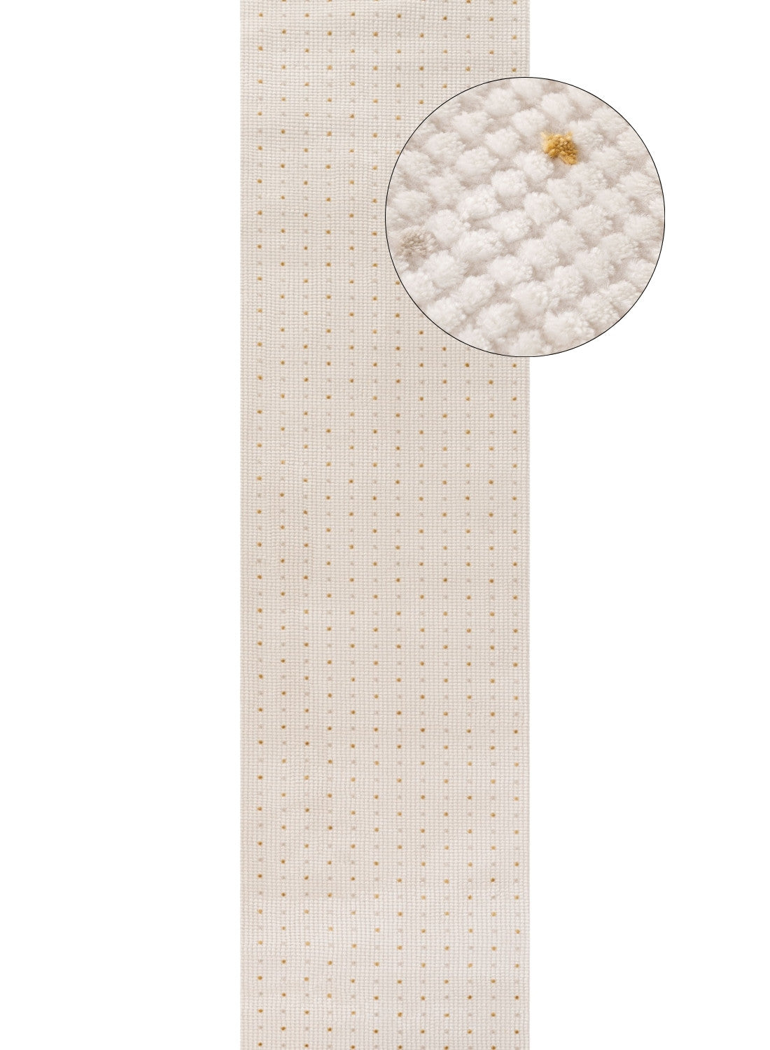 Cream-colored textured runner dots rug with subtle grid pattern and small gold dots carmel cream-gold dots rug 6080