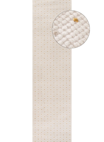 Cream-colored textured runner dots rug with subtle grid pattern and small gold dots carmel cream-gold dots rug 6080