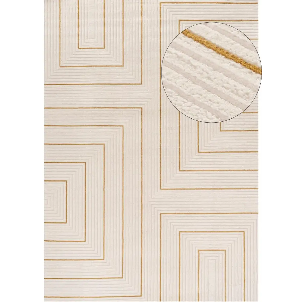 Carmel Cream-Gold Geometric Rug | 6040 - 80X150 cm - Rugs