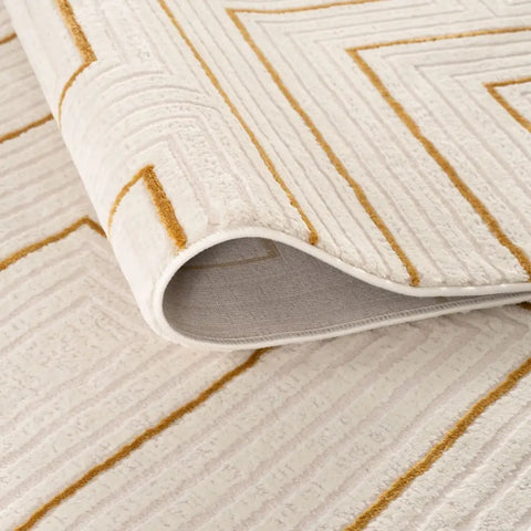 Carmel Cream-Gold Geometric Rug | 6040 - Rugs