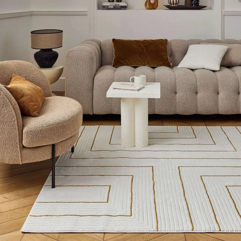 Carmel Cream-Gold Geometric Rug | 6040 - Rugs