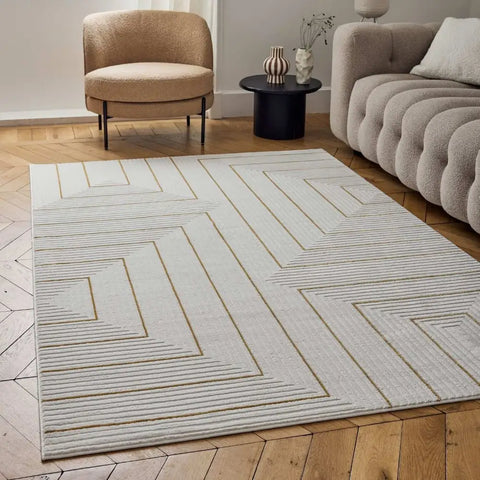 Carmel Cream-Gold Geometric Rug | 6040 - Rugs