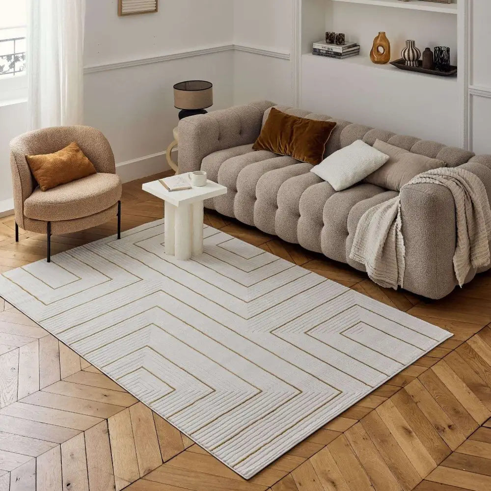 Carmel Cream-Gold Geometric Rug | 6040 - Rugs