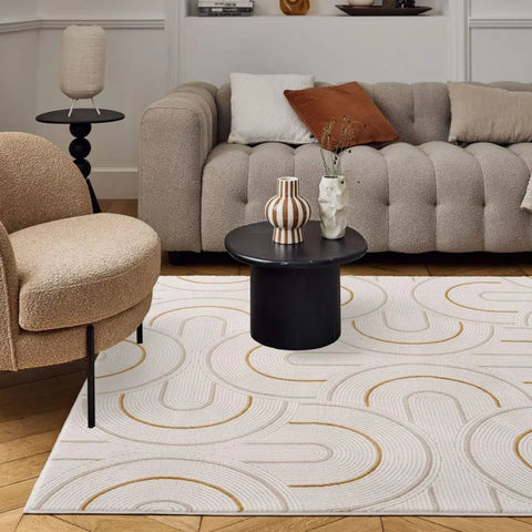 Carmel Cream-Gold Geometric Rug | 6070 - Rugs