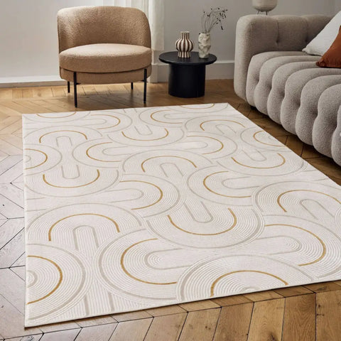 Carmel Cream-Gold Geometric Rug | 6070 - Rugs