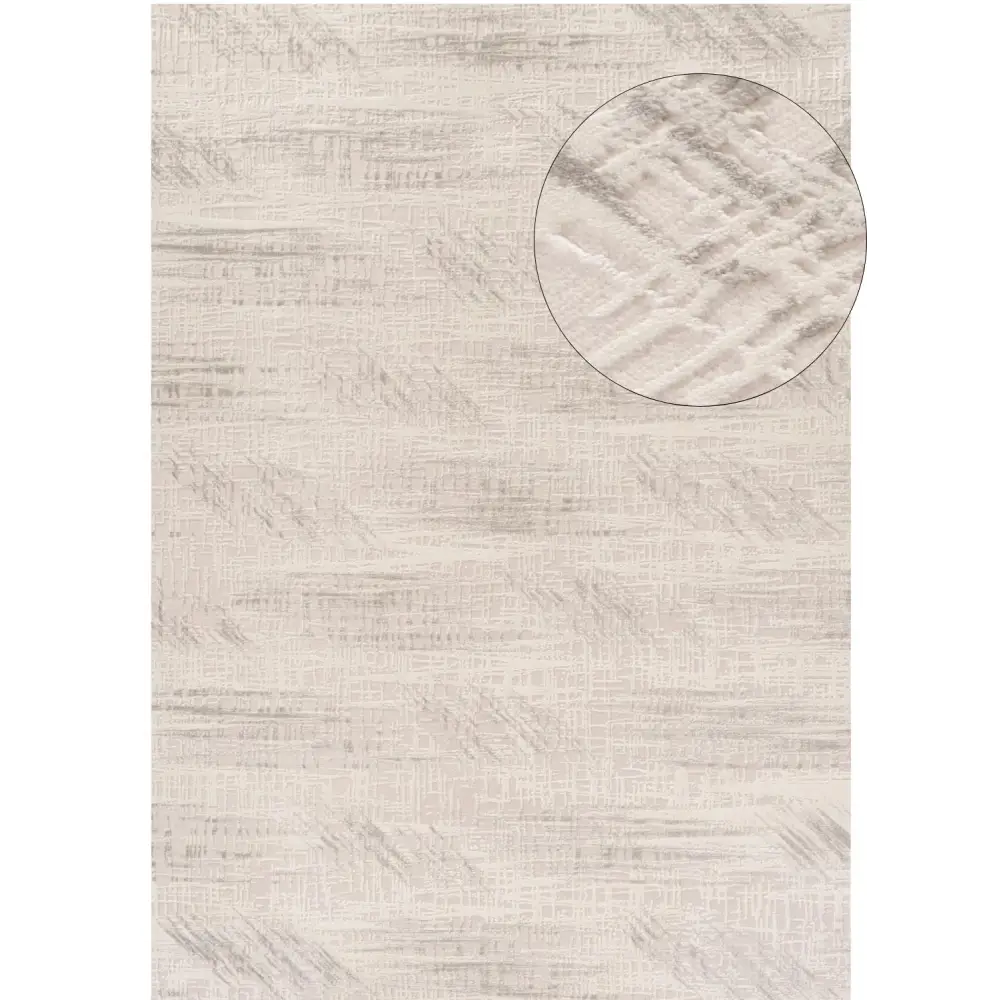 Carmel Cream-Grey Abstract Rug | 6030 - 80X150 cm - Rugs