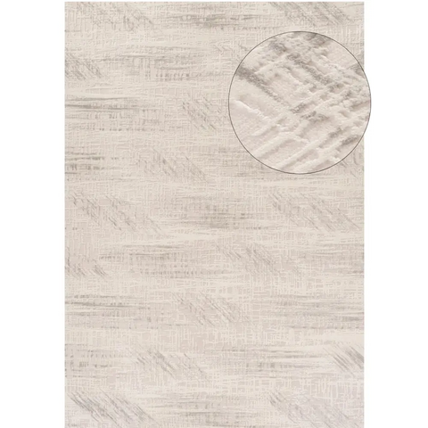 Carmel Cream-Grey Abstract Rug | 6030 - 80X150 cm - Rugs