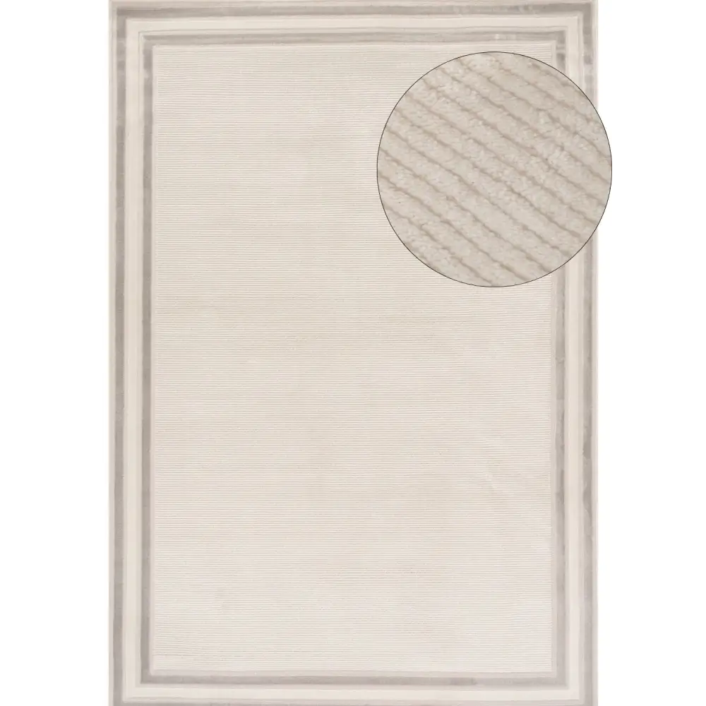 Carmel Cream-Grey Bordered Rug | 6060 - 80X150 cm - Rugs