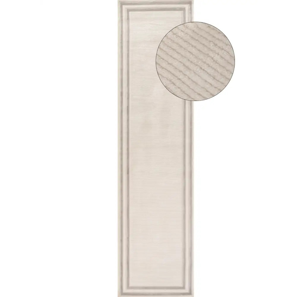 Carmel Cream-Grey Bordered Rug | 6060 - 80X300 cm - Rugs