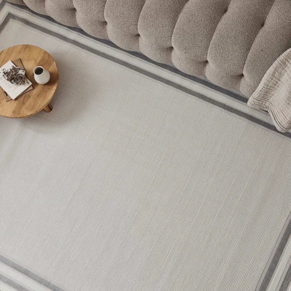 Carmel Cream-Grey Bordered Rug | 6060 - Rugs