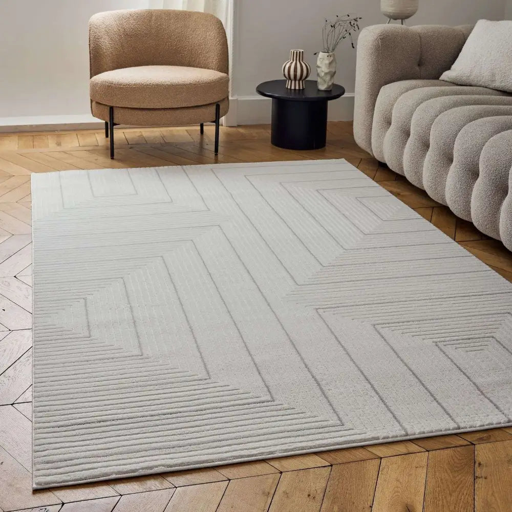 Carmel Cream-Grey Geometric Rug | 6040 - Rugs