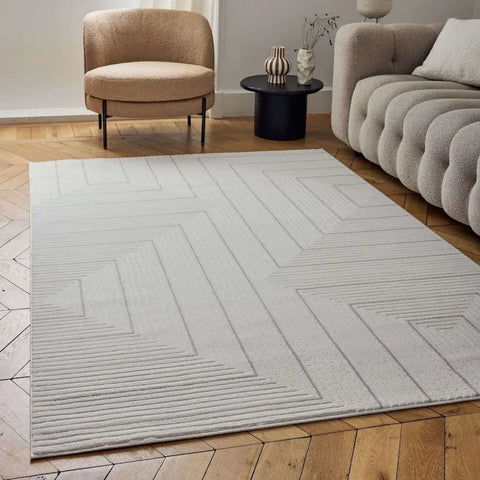 Carmel Cream-Grey Geometric Rug | 6040 - Rugs