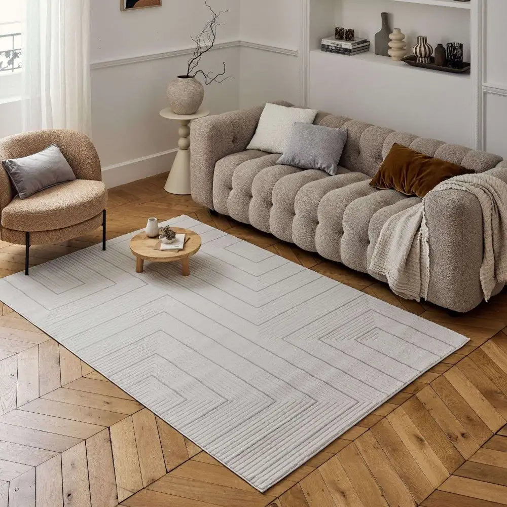 Carmel Cream-Grey Geometric Rug | 6040 - Rugs