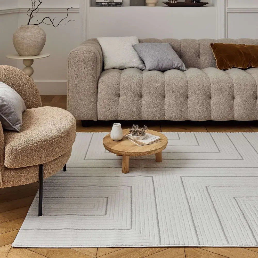 Carmel Cream-Grey Geometric Rug | 6040 - Rugs