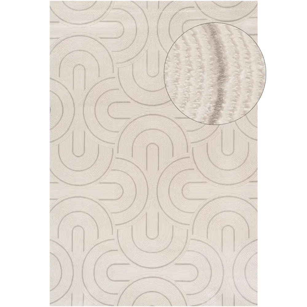 Carmel Cream-Grey Geometric Rug | 6070 - 80X150 cm - Rugs
