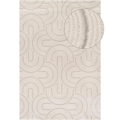 Carmel Cream-Grey Geometric Rug | 6070 - 80X150 cm - Rugs