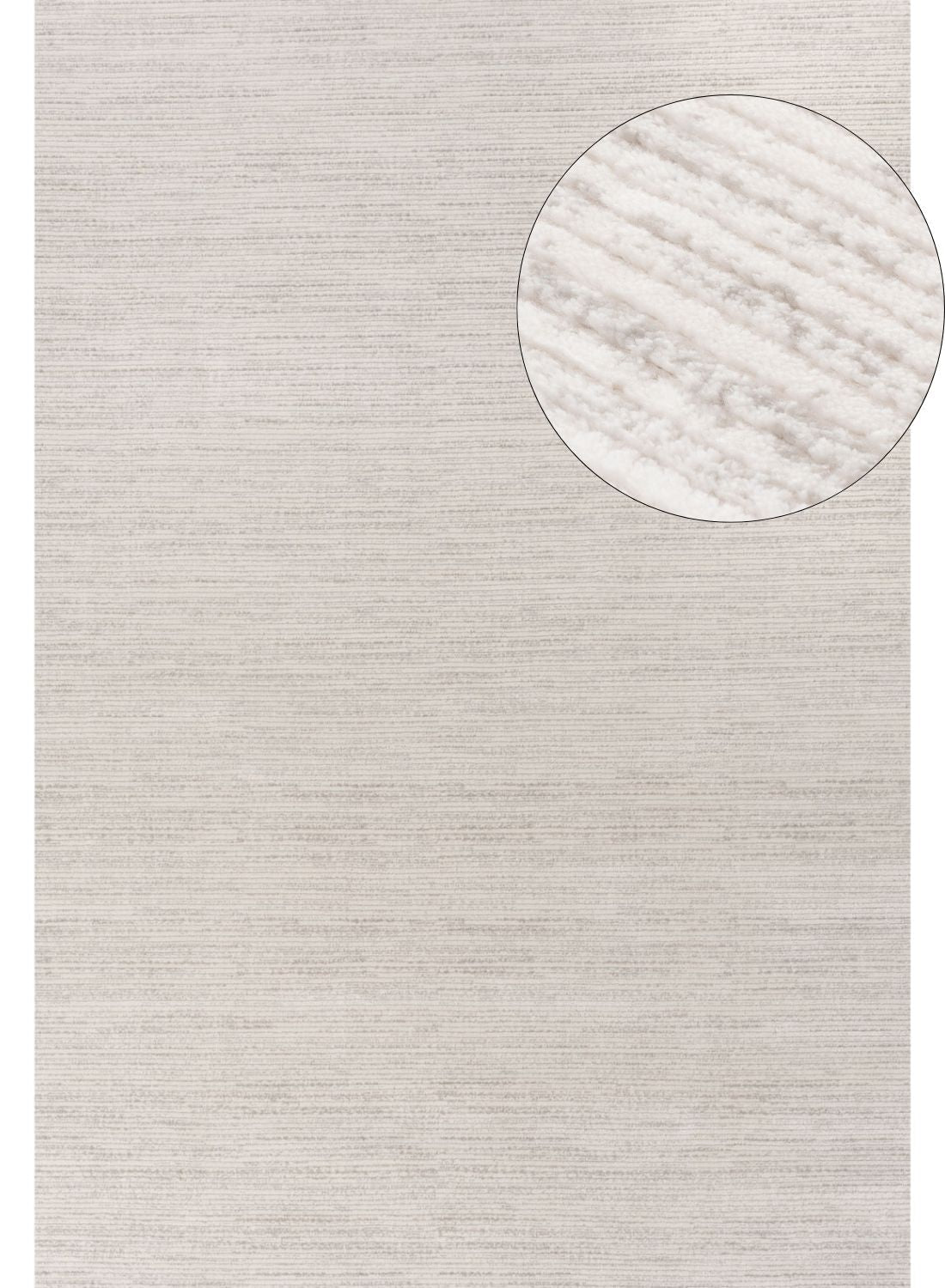 Beige carmel cream-grey striped rug with subtle linear pattern and close-up of woven textured area rug