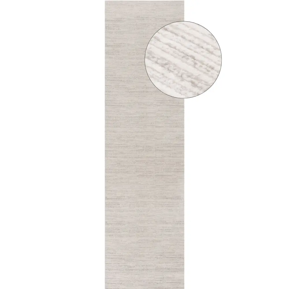 Carmel Cream-Grey Striped Rug | 6010 - 80X300 cm - Rugs