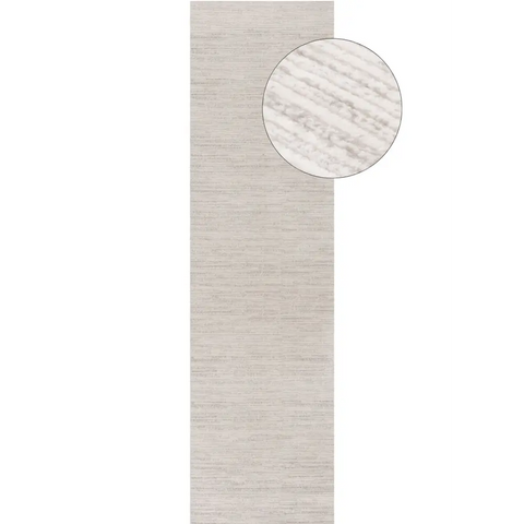 Carmel Cream-Grey Striped Rug | 6010 - 80X300 cm - Rugs