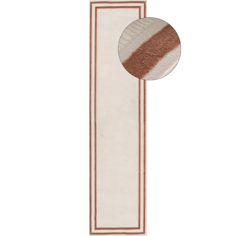 Carmel Cream-Terra Bordered Rug | 6060 - 80X300 cm - Rugs