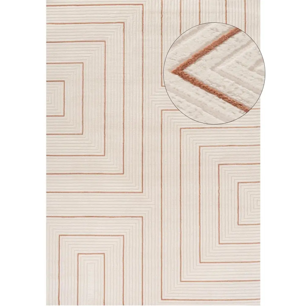 Carmel Cream-Terra Geometric Rug | 6040 - 80X150 cm - Rugs